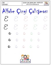 e harfi çizgi çalışması